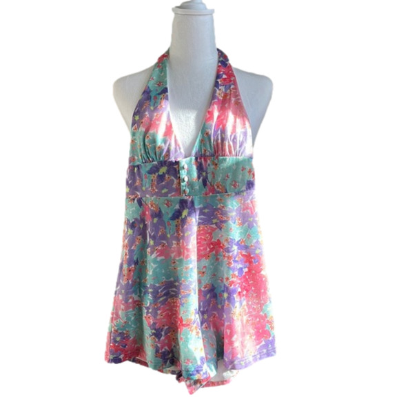 SHOWPO Open Back Halter Top Floral Romper - Picture 1 of 7
